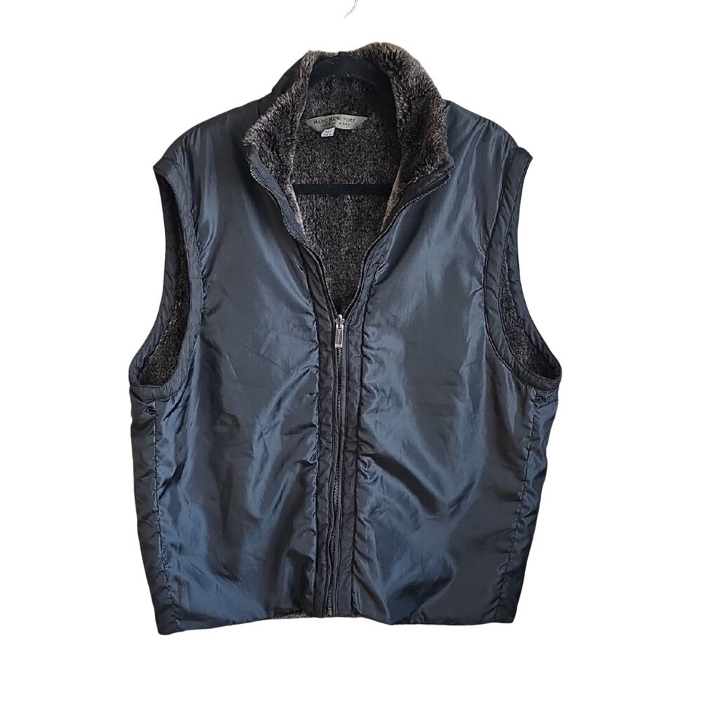 Marc New York by Andrew Marc Black Faux Fur Lined Bradshaw Vest Mens Size XXL